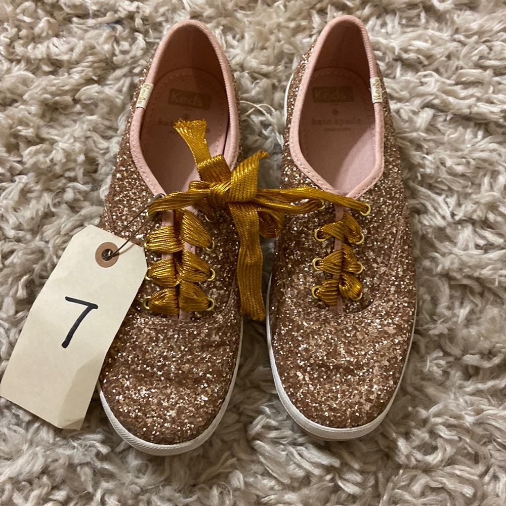 Keds for Kate Spade rose gold glitter sneakers